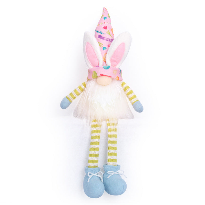 Easter Bunny Lantern Doll, Plush Spring Scene Decoration Costume Figure
