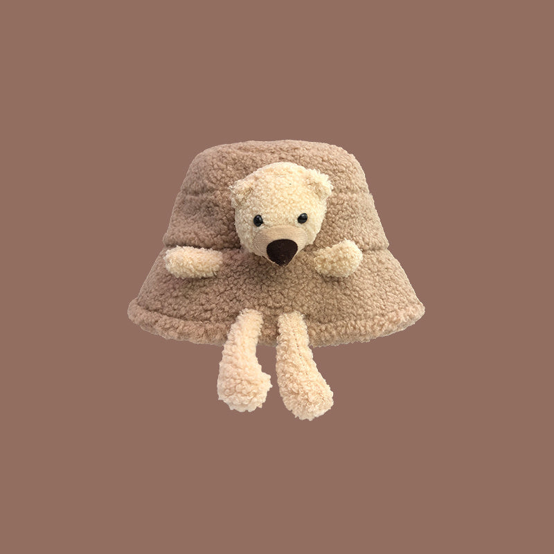 Sweet & Cozy: Cute Khaki Ears Plush Hat (Warm, Versatile, Cartoon Style).