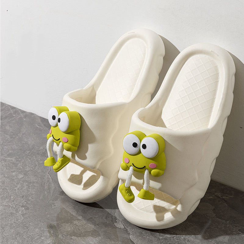Summer Fun: New Cartoon Frog EVA Non-slip Slippers for Indoor and Bathing (Couple Slippers).