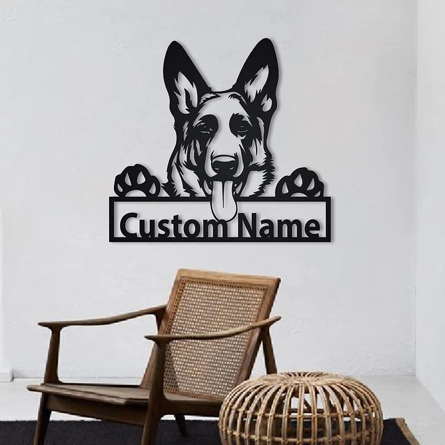 Collie Iron Art Silhouette Wall Pendant, Minimalist Metal Dog Wall Decor