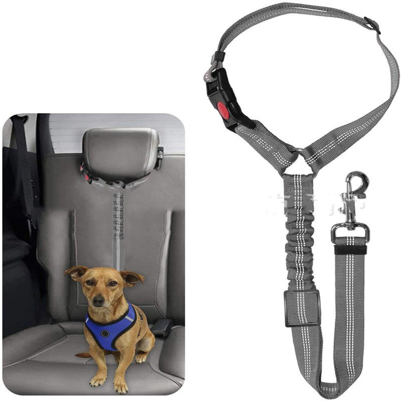 Pet Car Harness Elastic Reflective Strap, Adjustable Nylon Dog Seatbelt Leash