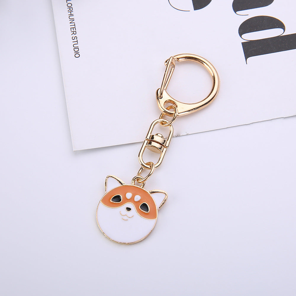 Cartoon Animal Beckoning Cat & Cute Dog Keychain, Alloy Fashion Pendant
