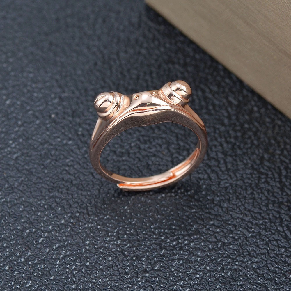 Niche Retro: Vintage Open Frog Ring in Antique Gold or Silver Copper.