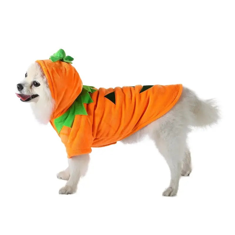 Dog Hoodie, Cute Funny Halloween Pumpkin Cosplay Costume | Warm Fleece Puppy Clothes