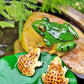 Miniature Charm: Creative Simulation Frog and Mother Turtle Micro Landscape Ornament.