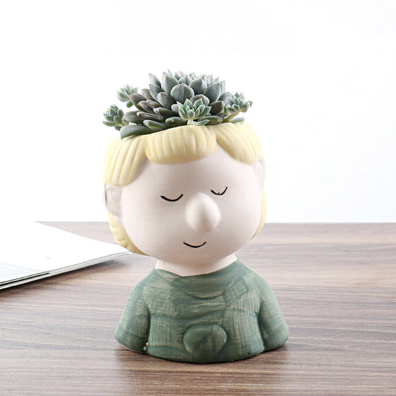 White Ceramic Animal Ornament with Tray, Dog, Cat & Hippo Decorative Planter (Small)