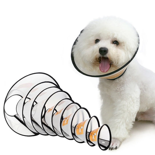 Pet Cat and Dog Cleaning Ring, Adjustable PP Grooming & Recovery Collar with Velcro