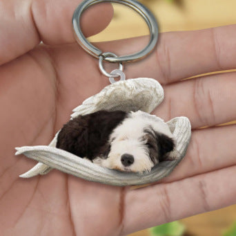 Creative Fashion Cute Dog-Shaped Acrylic Keychain, Single-Sided Print