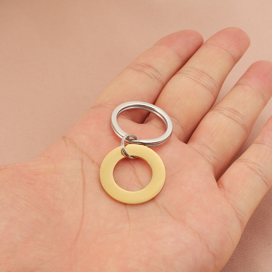 Stainless Steel Pet ID Ring Keychain, Durable Titanium Steel Dog Tag (25mm)