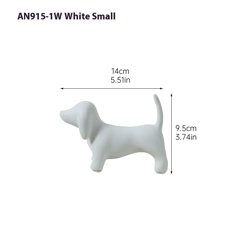 Minimalist Ceramic Dog Ornament, Modern Black, White & Metallic INS-Style Home Decor (Large & Small Sizes)