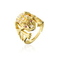 Adjustable Sparkle: Copper Micropaved Zircon Frog Geometric Ring.