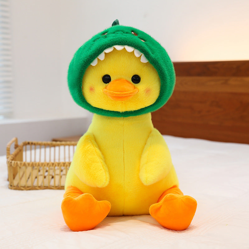 Dinosaur Transformation Duck Plush Toy – Cute Hooded Duck Doll for Kids & Gifts