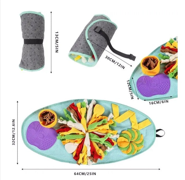 Mess-Free Sniffing: Easy-Clean Dog Snuff Pad Interactive Puzzle Toy (Machine Washable).