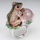 Lucky Charm: Rose Gold Two-Tone Frog Golden Toad Play Bead Ring.