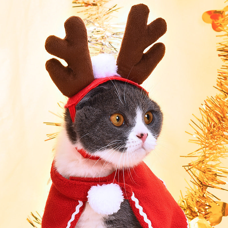 Pet Christmas Suit, Cat & Dog Santa Cloak with Matching Hat