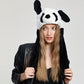 Cute Animal Moving Ear Hat, Plush Panda, Dog, Frog & Bunny Earflap Cosplay Hat for Women