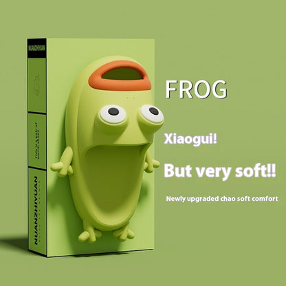 Summer Fun: Female Cartoon Frog Funny Flip Flops for Couples (Multiple Colors).