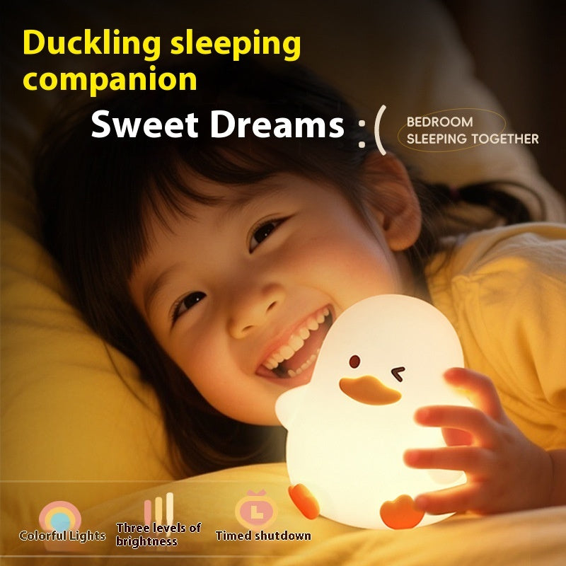 Cozy & Colorful: Love Duck Small Night Lamp with Timing Function (Rechargeable).