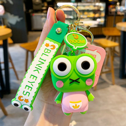 Stress Relief Fun: Eye-popping Frog Decompression Doll Keychain (Unisex, PVC).