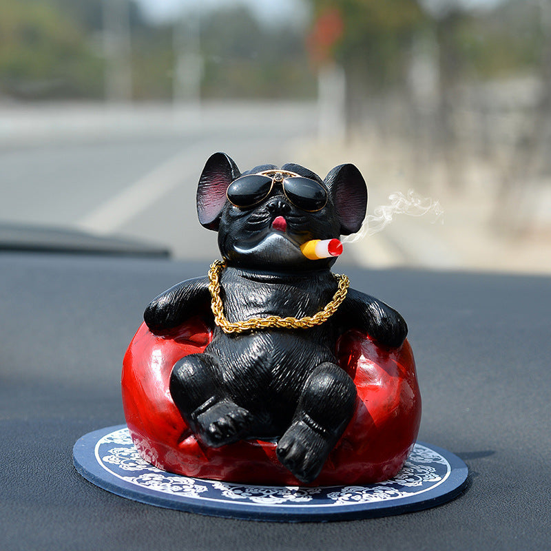 Creative Social Dog Car Decoration, Resin Dashboard Ornament (With/Without Cushion)