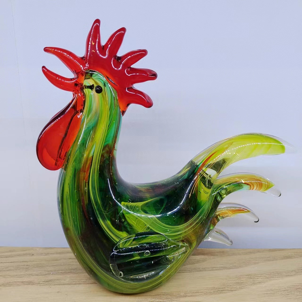 Art Deco Elegance: Creative Glass Chicken Ornament (Ancient French Glaze, Light Luxury Style).