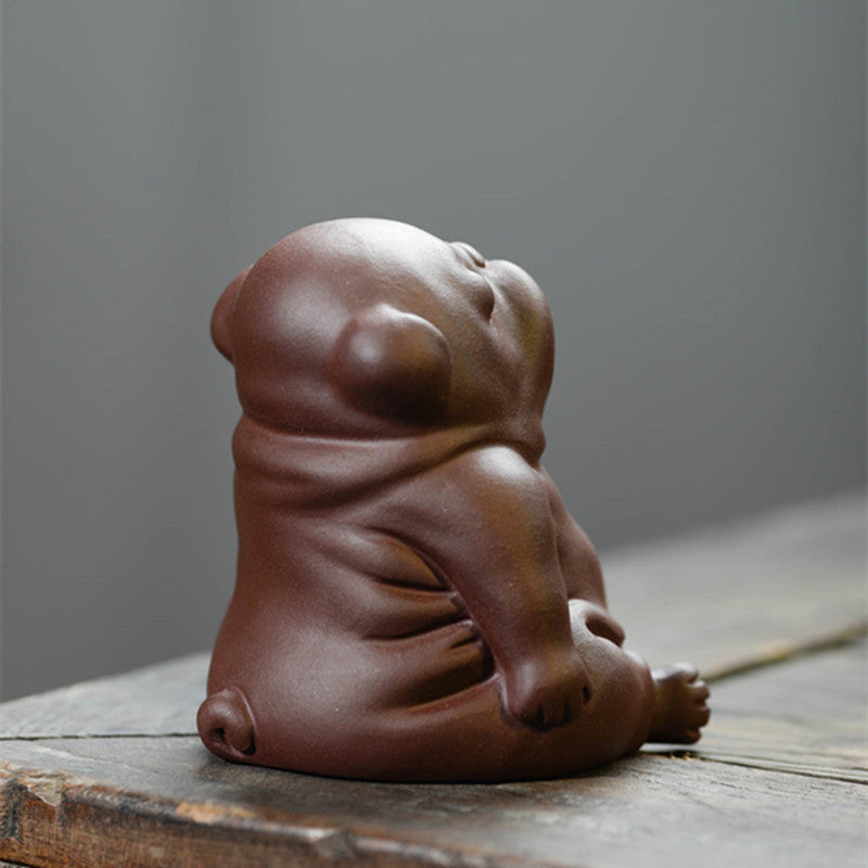 Purple Sand Tea Pet Dog Ornament, Raw Ore Purple Clay Craft Decoration (Cute Style)