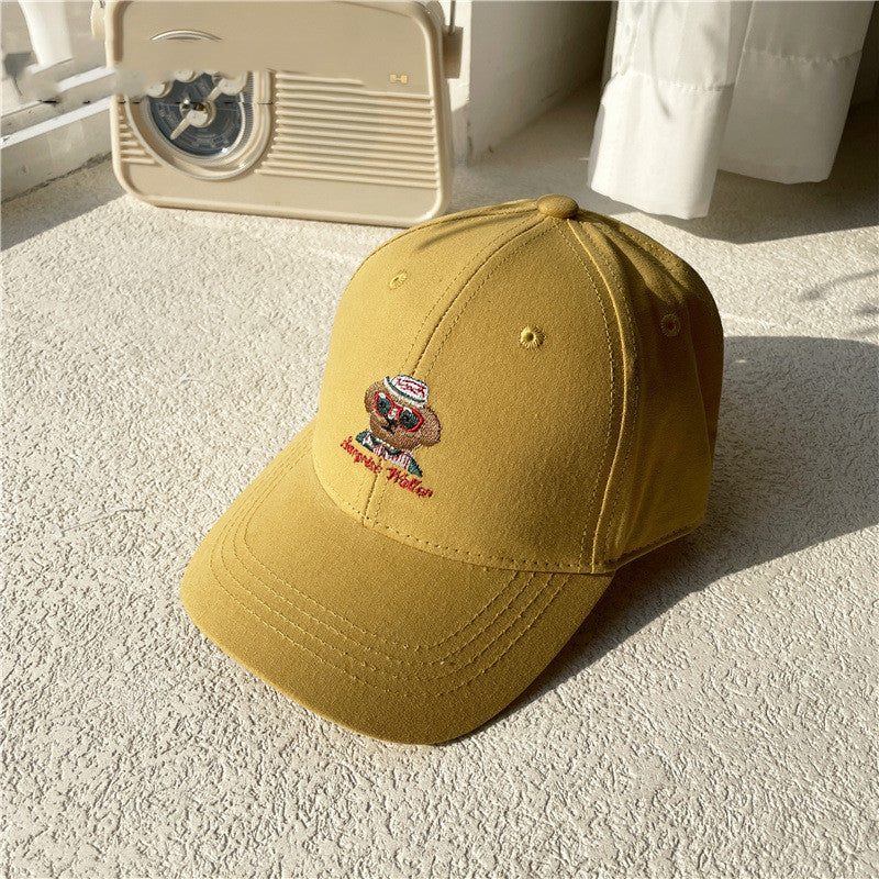 Fashion Kids Baseball Cap, Red Frame Brown Dog Design Cotton Hat for Spring & Autumn