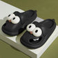 Cartoon Big Eye Dog Slippers for Women, Cute PVC Indoor Home Shoes