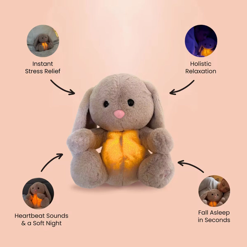 Newborn Comfort: Breathing Rabbit Sensory Plush Toy with Music, Lights, and Rhythmic Motion ($\mathbf{32\text{cm}}$).