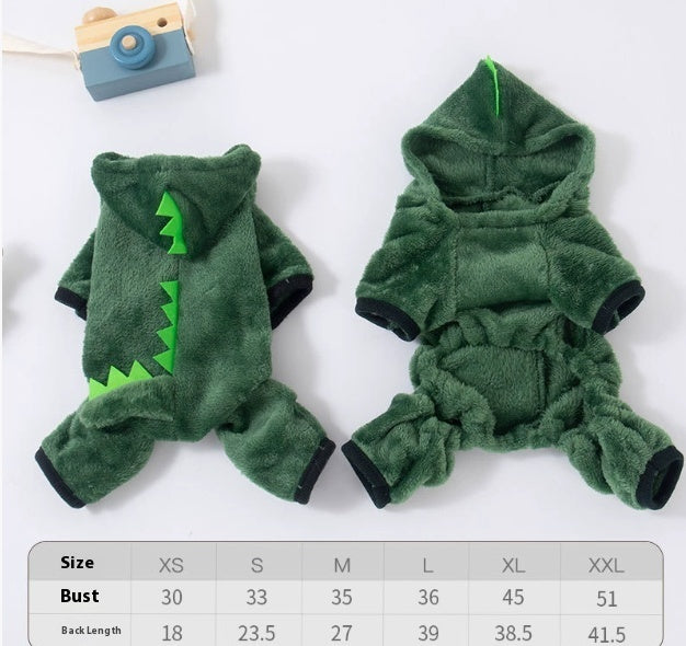 Fleece-Lined Thermal Coral Fleece Pig Pet Costume, Cat & Small Dog Winter Outfit