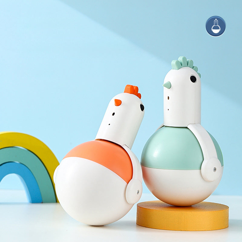 All-in-One Fun: Electric Chicken Glass Cat Toy (Laser, Sound, Self-Balancing Motion).