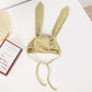 Children’s Fashion Waffle Bunny Ears Hat, Soft Solid-Color Polyester Cap