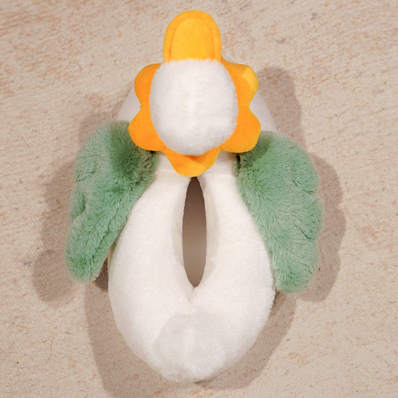 Cozy Home Comfort: Autumn/Winter Cartoon Duck & Flower Plush Slippers (Thickened Foam Sole).