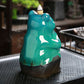 European Charm: Handmade Ceramic Frog Backflow Incense Burner (Kiln-Baked Green).