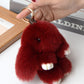 15cm Cute Plush Bunny Keychain, Genuine Rex Rabbit Fur Pom Pom Bag Charm