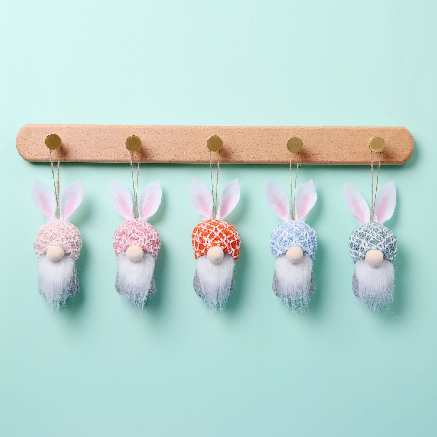 Easter Bunny Wool Ornaments, Set of 5 or 10 Spring Hanging Decorations