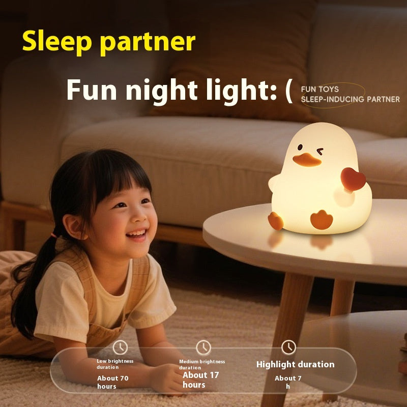 Cozy & Colorful: Love Duck Small Night Lamp with Timing Function (Rechargeable).