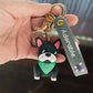 Cartoon French Fighting Dog Car Keychain, Silicone & Metal Pendant for Bags & Keys