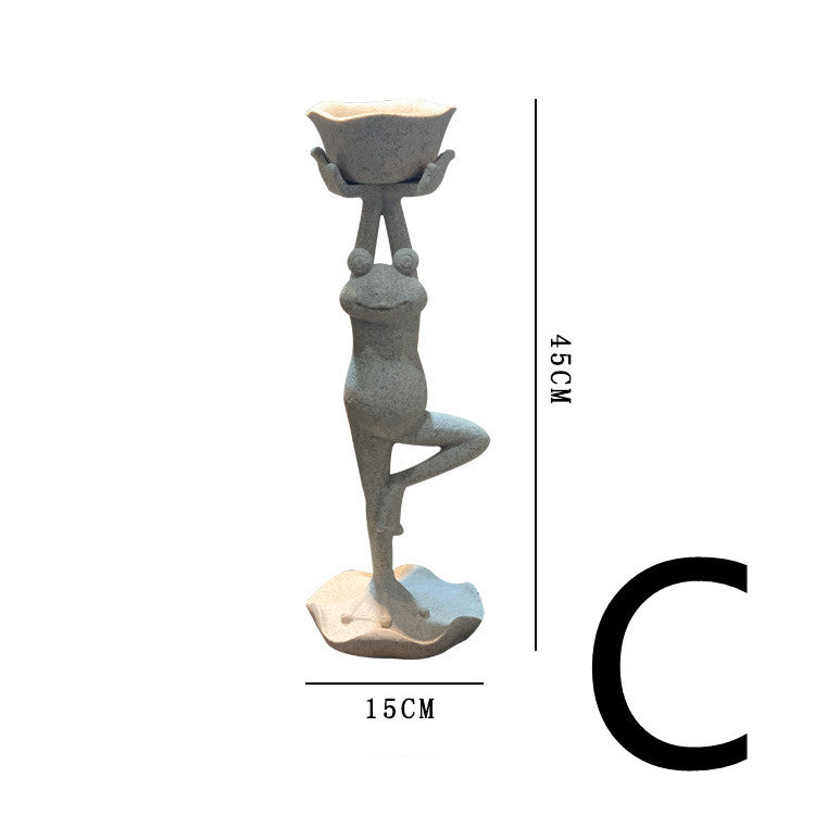 Find Your Zen: Simple & Stylish Yoga Frog Resin Flower Pot Ornament.