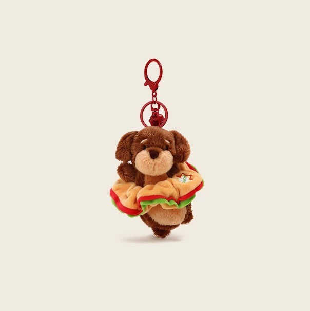 Sausage Plush Dog Bag Pendant Keychain, Cute Cartoon Plush Accessory