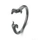 Sterling Silver S925 Sausage Dog Ring, Adjustable Oxidized Silver Dachshund Ring