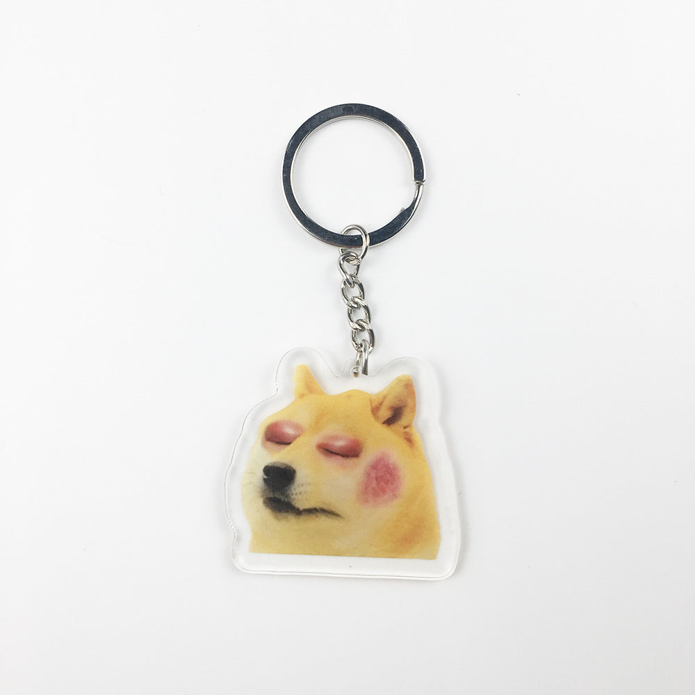 Cartoon Crying Dog Acrylic Keychain, Transparent Zodiac Series Pendant