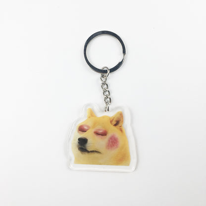 Cartoon Crying Dog Acrylic Keychain, Transparent Zodiac Series Pendant