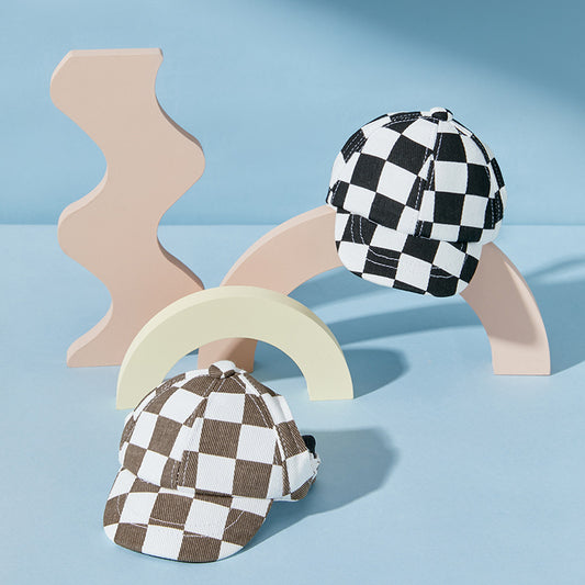 Pomeranian Baseball Cap, Plaid Cotton Outdoor Hat for Small & Medium Dogs