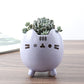 White Ceramic Animal Ornament with Tray, Dog, Cat & Hippo Decorative Planter (Small)