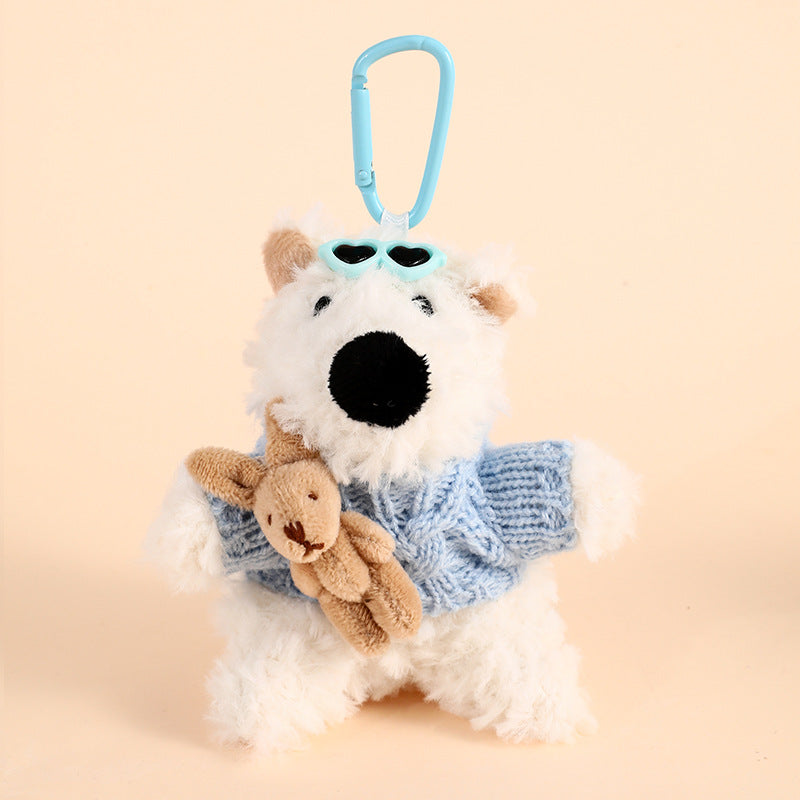 Creative Cartoon Plush West Highland Puppy Dog Keychain