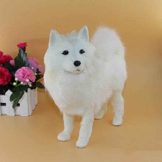 Dummy Dog Samoyed Ornament, Lifelike Children’s Plush Toy & Desktop Decoration