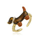European & American Colorful Drip-Oil Sausage Dog Ring, INS Style Open Copper Ring for Women