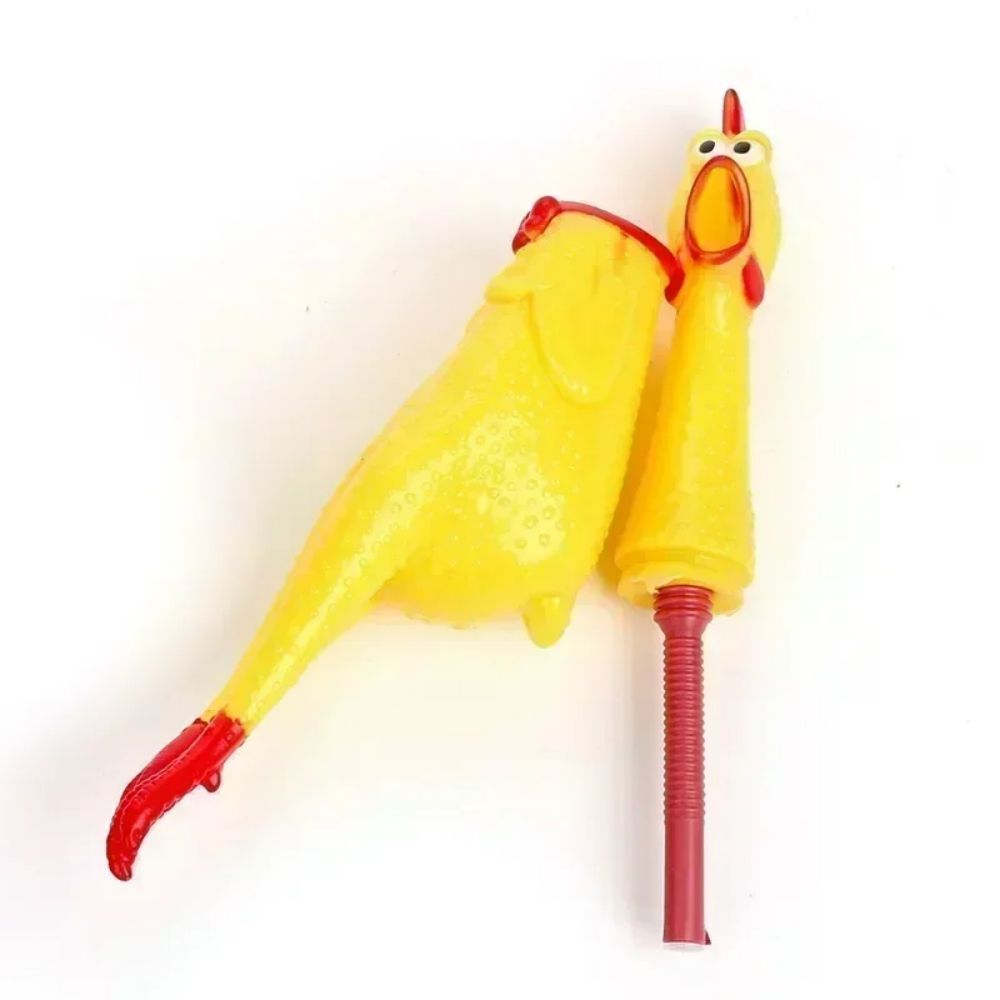 Pet Dog Squeak Toy – Screaming Chicken Rubber Chew Toy (Durable Yellow Exhaust Chicken)