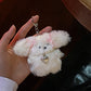 Niche Girl Ribbon Pearl Bunny Keychain, Cute Plush Bow Pendant (12cm)
